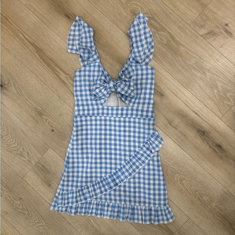 Sndys Blue Gingham country concert Mini Dress